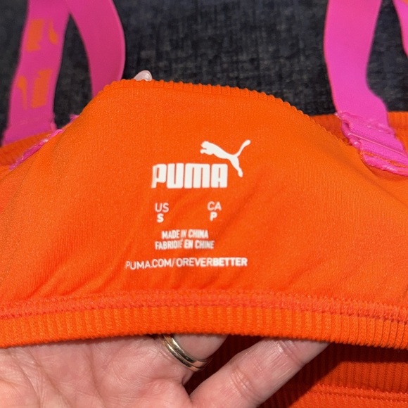 PUMA- NWT Women’s Ribbed Pink & Orange Bikini Top size S - Picture 7 of 10
